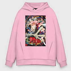 Толстовка оверсайз мужская Dandadan: All Persons, цвет: светло-розовый