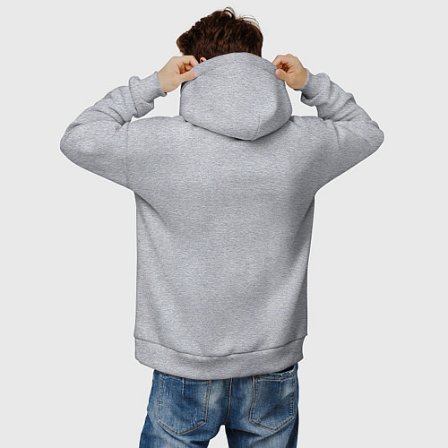 Мужское худи оверсайз Рогатый воин-скелет / Меланж – фото 4