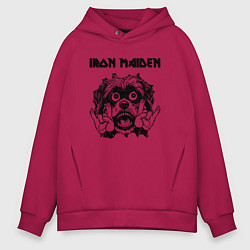 Толстовка оверсайз мужская Iron Maiden - rock dog, цвет: маджента