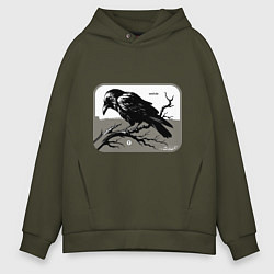 Толстовка оверсайз мужская Гранж ворона, цвет: хаки