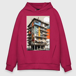 Толстовка оверсайз мужская Старая панелька, цвет: маджента