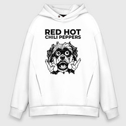 Толстовка оверсайз мужская Red Hot Chili Peppers - rock dog, цвет: белый