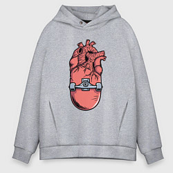 Толстовка оверсайз мужская Скейт в сердце, цвет: меланж