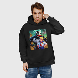 Толстовка оверсайз мужская Venom and pioneer Donald - meme, цвет: черный — фото 2