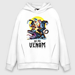 Толстовка оверсайз мужская Два Дональда на Веноме - мем, цвет: белый