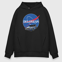 Толстовка оверсайз мужская Space delorean, цвет: черный