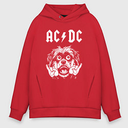 Толстовка оверсайз мужская AC DC rock dog, цвет: красный