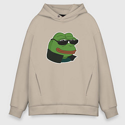 Толстовка оверсайз мужская Пепе крутой в очках, цвет: миндальный