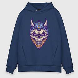 Толстовка оверсайз мужская Skull viking, цвет: тёмно-синий