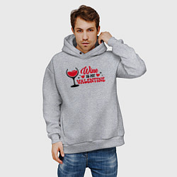 Толстовка оверсайз мужская Wine is my valentine, цвет: меланж — фото 2