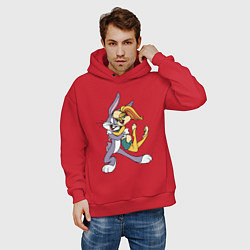 Толстовка оверсайз мужская Bugs Bunny - Lola Bunny, цвет: красный — фото 2