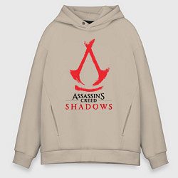 Толстовка оверсайз мужская Assassins Creed Shadows - badge, цвет: миндальный