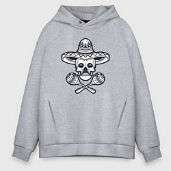 Толстовка оверсайз мужская Мексиканский череп, цвет: меланж