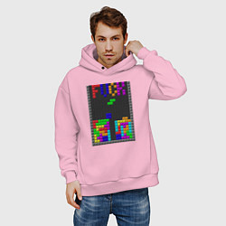 Толстовка оверсайз мужская Tetris, цвет: светло-розовый — фото 2