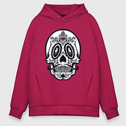 Толстовка оверсайз мужская Skull Mexico, цвет: маджента