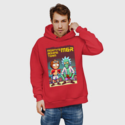 Толстовка оверсайз мужская Mortys boxing team - ai art fantasy, цвет: красный — фото 2