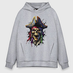 Толстовка оверсайз мужская Пиратский череп, цвет: меланж
