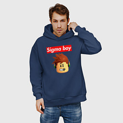 Толстовка оверсайз мужская Sigma boy roblox head - мем Роблокс Сигма бой, цвет: тёмно-синий — фото 2