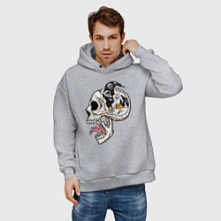 Толстовка оверсайз мужская Космический кемпинг в голове, цвет: меланж — фото 2