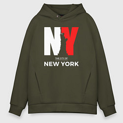 Толстовка оверсайз мужская The city of New York, цвет: хаки
