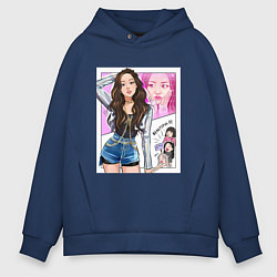 Толстовка оверсайз мужская Blackpink - Jisoo, цвет: тёмно-синий