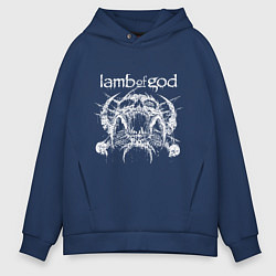 Толстовка оверсайз мужская Lamb of god - skull, цвет: тёмно-синий