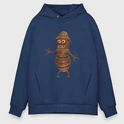 Толстовка оверсайз мужская Сartoon worm character brown, цвет: тёмно-синий