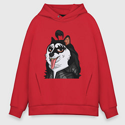 Толстовка оверсайз мужская NFT Doge - Kiss, цвет: красный