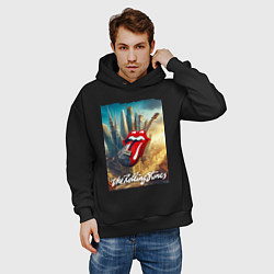 Толстовка оверсайз мужская Rolling Stones - logo-guitar, цвет: черный — фото 2