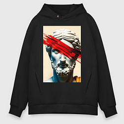 Толстовка оверсайз мужская Штрих на античной статуе, цвет: черный