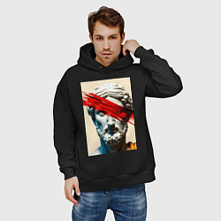 Толстовка оверсайз мужская Штрих на античной статуе, цвет: черный — фото 2