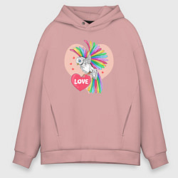 Толстовка оверсайз мужская Color bird, цвет: пыльно-розовый
