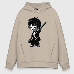 Толстовка оверсайз мужская Маленький воин-самурай, цвет: миндальный