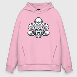 Толстовка оверсайз мужская Мексиканский бульдог, цвет: светло-розовый