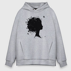 Толстовка оверсайз мужская Girl flowers, цвет: меланж