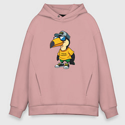 Толстовка оверсайз мужская Тукан в кроссовках, цвет: пыльно-розовый
