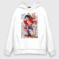 Толстовка оверсайз мужская One piece Луффи, цвет: белый