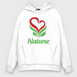 Толстовка оверсайз мужская Любовь природы, цвет: белый
