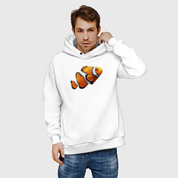 Толстовка оверсайз мужская Рыбка попугай, цвет: белый — фото 2