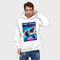 Толстовка оверсайз мужская Space killer whale - ai art fantasy, цвет: белый — фото 2