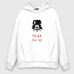 Толстовка оверсайз мужская Улыбнись для darth vader, цвет: белый
