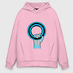 Толстовка оверсайз мужская Tron disk, цвет: светло-розовый