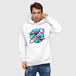 Толстовка оверсайз мужская Медведь супергерой, цвет: белый — фото 2