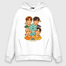 Толстовка оверсайз мужская Astro в виде стикеров, цвет: белый