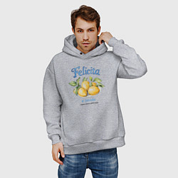 Толстовка оверсайз мужская Лимоны на тарелке, цвет: меланж — фото 2