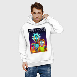 Толстовка оверсайз мужская Cyborg Rick and Morty - ai art fantasy, цвет: белый — фото 2