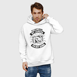 Толстовка оверсайз мужская Я не выхожу без камеры, цвет: белый — фото 2