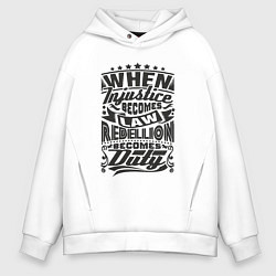 Толстовка оверсайз мужская Долг и справедливость, цвет: белый