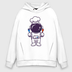 Толстовка оверсайз мужская Космонавт поварёнок, цвет: белый