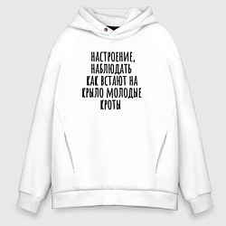 Толстовка оверсайз мужская Наблюдаю как встают на крыло кроты, цвет: белый